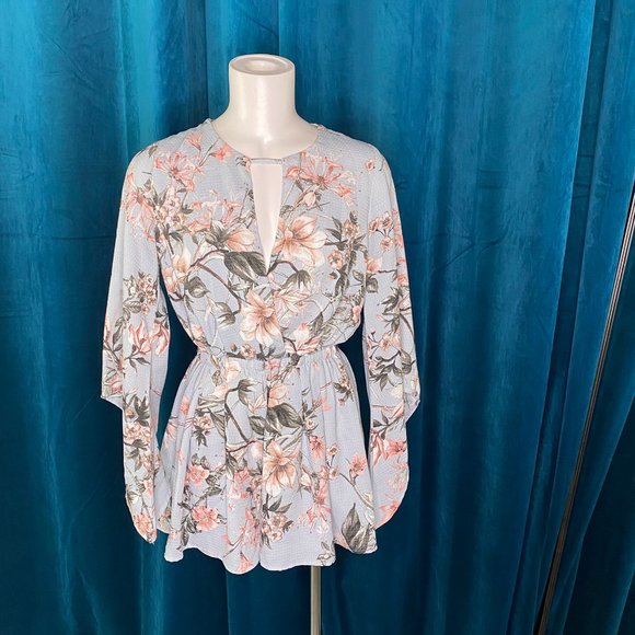 Blush Pants - BLUSH Floral Print Keyhole Neck Romper